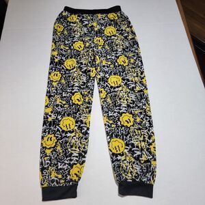 Quad Seven Fuzzy PJ Pants B, W, & Yellow Smile Faces - Size Youth 16/18